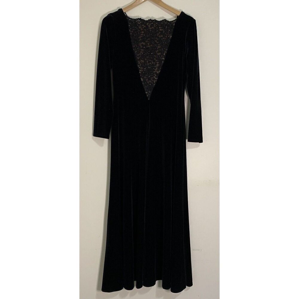 Jeffrey and Dara Evenings by Tom Barra Black Lace and Velvet Gown